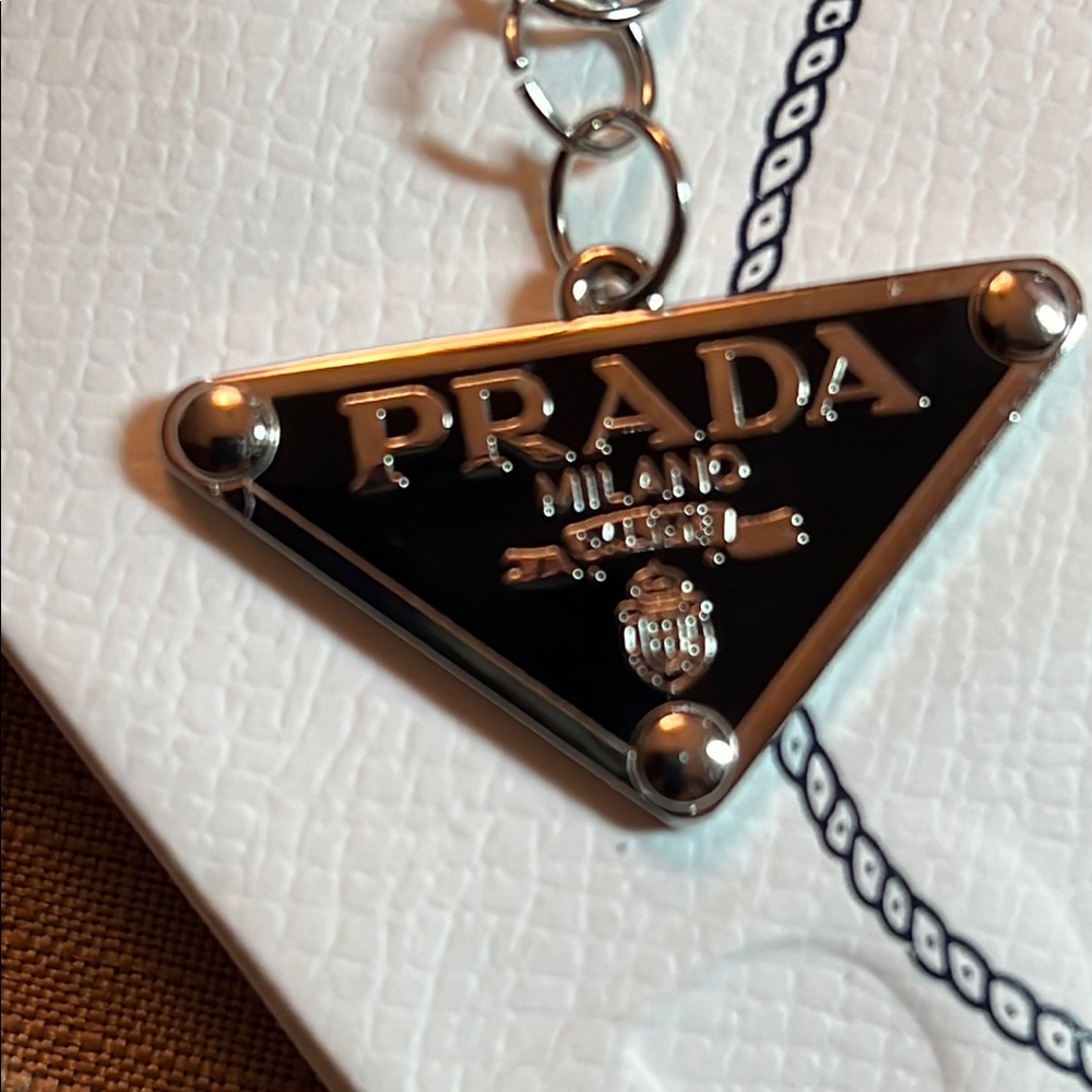 Prada Metallic Keychain with Logo Charm - Picture 2 of 6